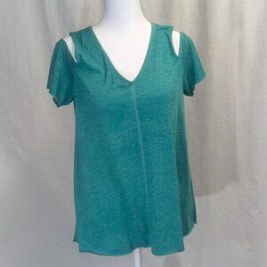 Sanctuary Size XS Green Cold-Shoulder Tunic
